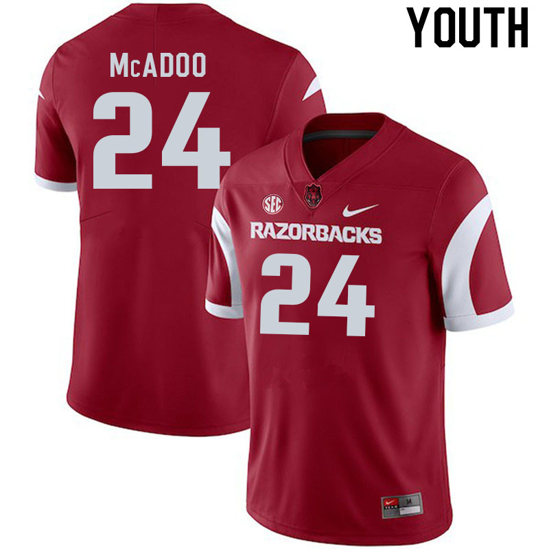 Youth #24 Quincey McAdoo Arkansas Razorback College Football Jerseys Stitched Sale-Cardinal